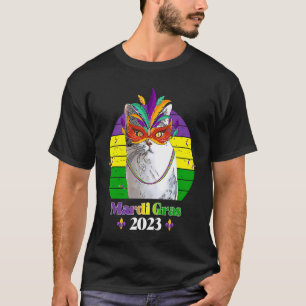 Party Cat Mask Beads Mardi Gras 2023 13 T-Shirt