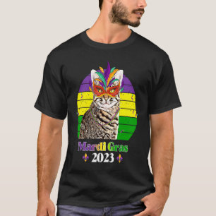 Party Cat Mask Beads Mardi Gras 2023  1 T-Shirt