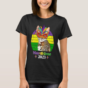 Party Cat Mask Beads Mardi Gras 2023 9 T-Shirt
