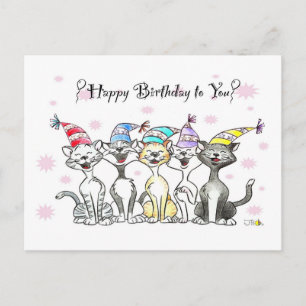 Party Cats Birthday Card – Hand Drawn Art 