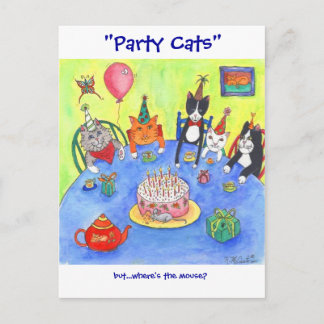 Party Cats!  Birthday kitty cats fun funny cards