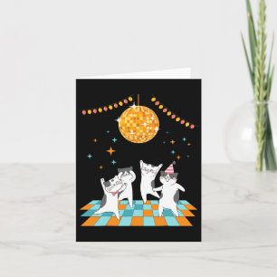 Party Cats Dancing Under Disco Ball Card