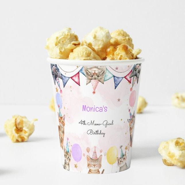 Party cats meow-gical kids birthday paper cups (Creator Uploaded)