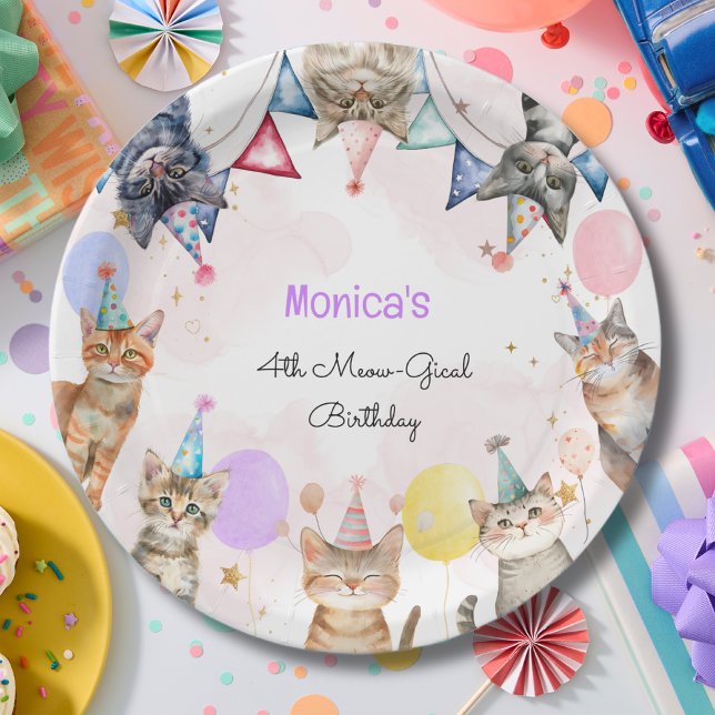 Party cats meow-gical kids birthday paper plate (Creator Uploaded)