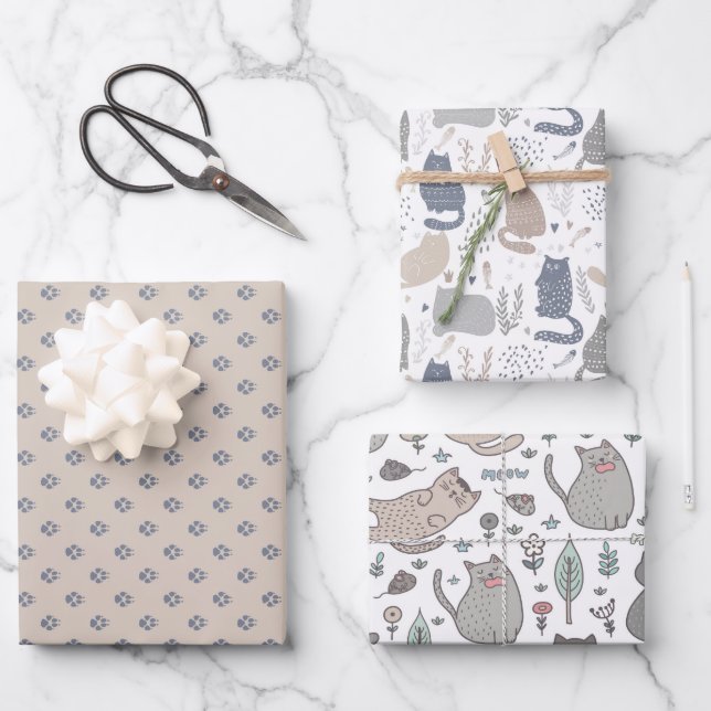 Party Cats Scandinavian Style  Wrapping Paper Sheet (Front)