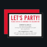 PARTY CELEBRATION INFO modern bold boy black red Invitation<br><div class="desc">by kat massard >>> www.simplysweetPAPERIE.com <<< A simple design for your PARTY CARDS - to match your main invitations. Love the design, but would like to see some changes - another colour scheme, product, add a photo or adapted for a different occasion - no worries simply contact me, KAT@SIMPLYSWEETPAPERIE.COM I...</div>