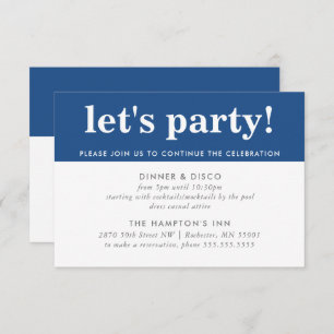 PARTY CELEBRATION INFO modern bold boy navy blue Invitation