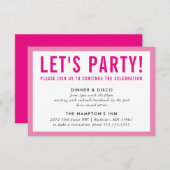 PARTY CELEBRATION INFO modern bold girl pink Invitation (Front/Back)