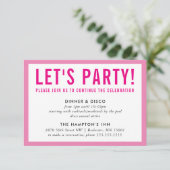 PARTY CELEBRATION INFO modern bold girl pink Invitation (Standing Front)
