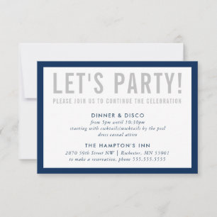 PARTY CELEBRATION INFO simple modern grey navy Invitation