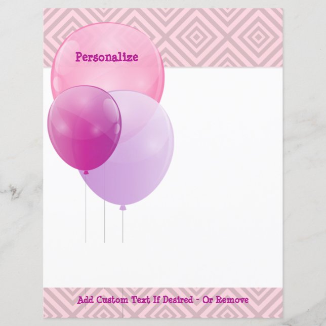 Party Celebration Pink Purple Balloons Personalise (Front)