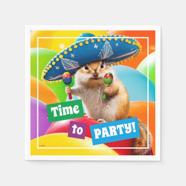 Party Chipmunk In Sombrero Napkin (Front)
