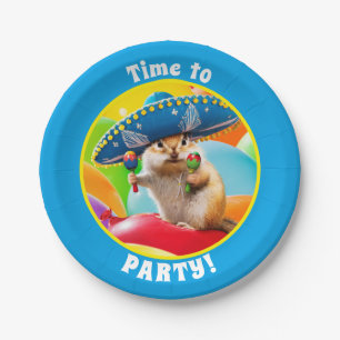 Party Chipmunk In Sombrero Paper Plate