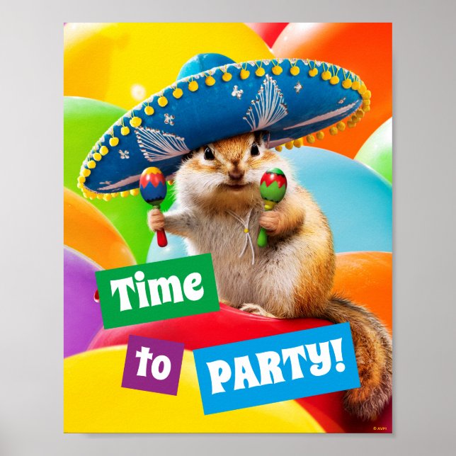 Party Chipmunk In Sombrero Poster (Front)