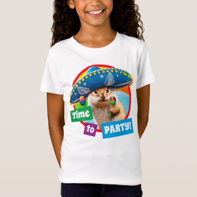 Party Chipmunk In Sombrero T-Shirt (Front)