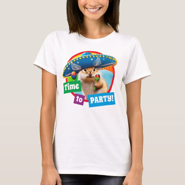 Party Chipmunk In Sombrero T-Shirt (Front)