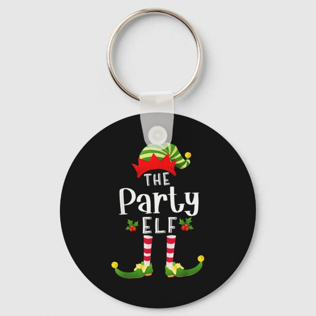 Party Christmas Elf Matching Pajama X-mas Party  Key Ring (Front)