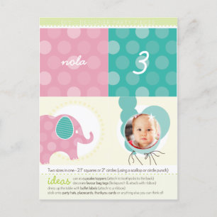 PARTY CIRCLES :: elephant + balloons 5 Invitation Postcard