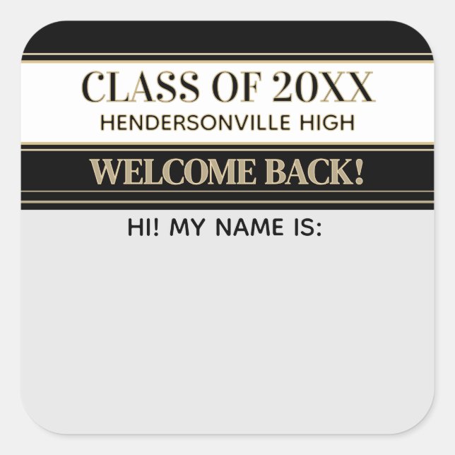 Party! Class Reunion Welcome back Name tag sticker (Front)