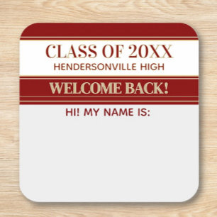 Party! Class Reunion Welcome back Name tag sticker