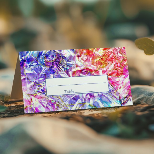 Party Colour Diamond Crystal Gemstone Wedding Place Card (Creator Uploaded)