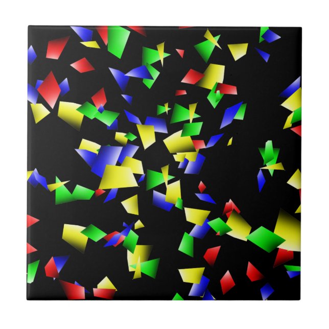 Party Confetti - Black Background Tile (Front)