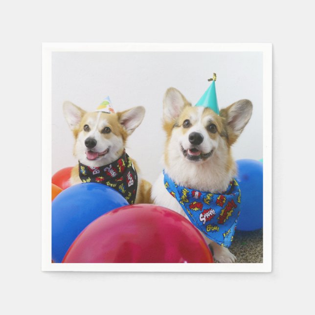 Party Corgis Paper Napkins (Front)
