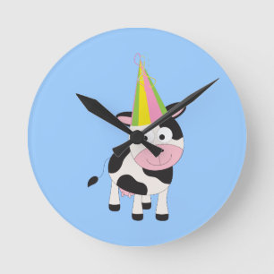 Party Cow Round Clock