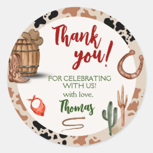 Party Cowboy Birthday cute Classic Round Sticker