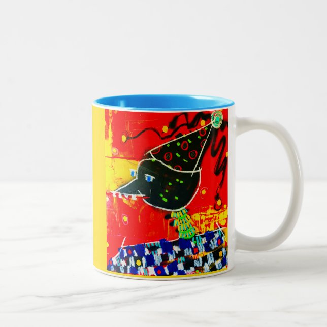 PARTY CROW on a coffee mug. Two-Tone Coffee Mug (Right)
