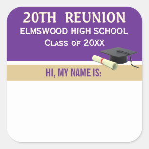 Party! Custom 20th Reunion Name tag sticker