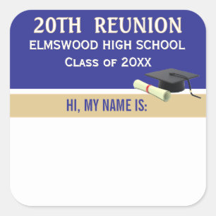 Party! Custom 20th Reunion Name tag sticker