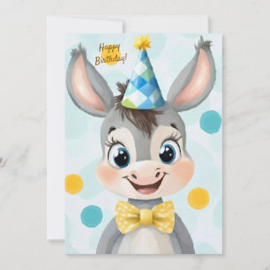 Party Cute Animal Birthday Invitation Donkey