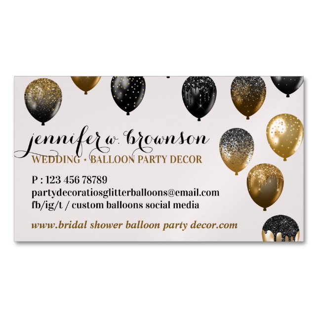 Party Decor Event Wedding Planner Shower Balloons Magnetic Business Card (Front)