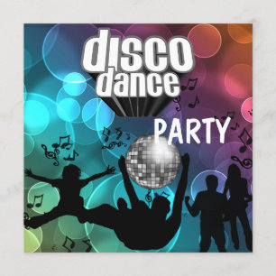 Party Disco Dance Retro Blue Bubbles Invitation