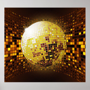 Party Disco: Vintage Glowing Lights. Poster