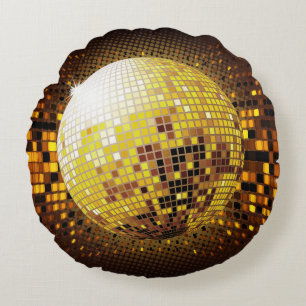 Party Disco: Vintage Glowing Lights. Round Cushion