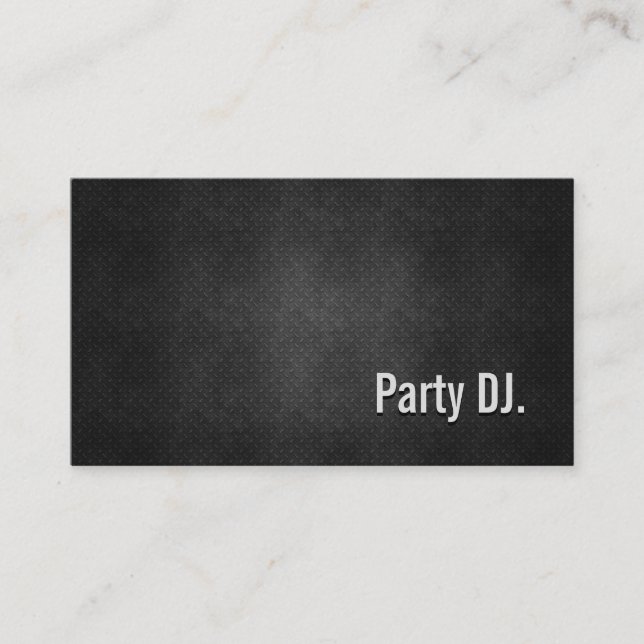 Party DJ Cool Black Metal Simplicity Business Card (Front)