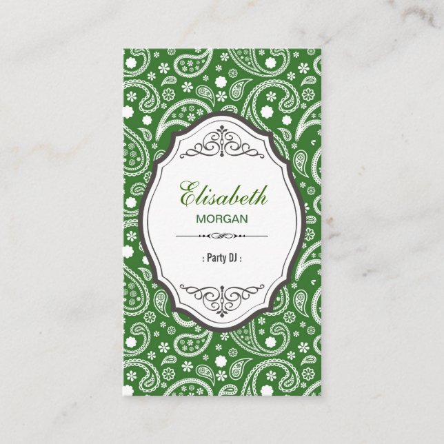 Party DJ - Retro Paisley Pattern Business Card (Front)