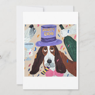 Party Dog Basset Hound  Invitation