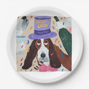 Party Dog Basset Hound  Paper Plate