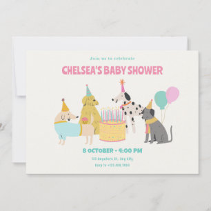 Party Dog colourful pastel colours baby shower Invitation