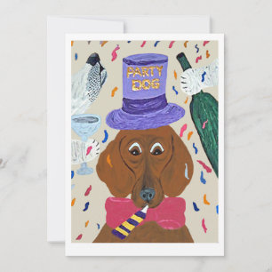 Party Dog Dachshund Invitation