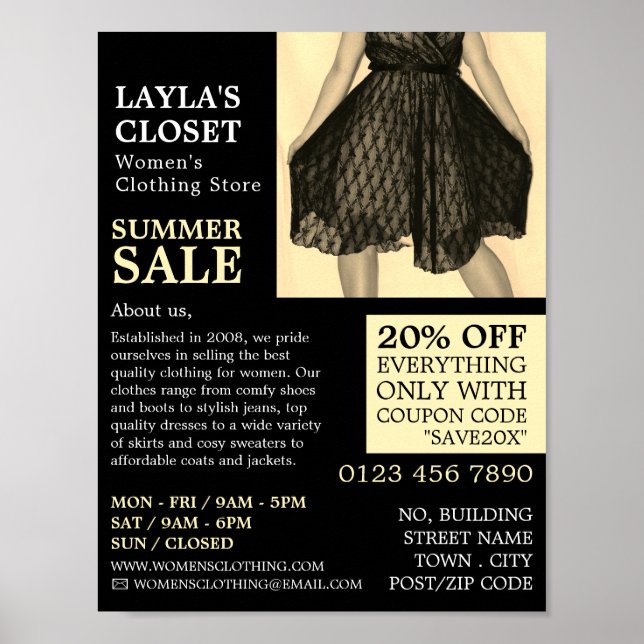 Party Dress, Women's Clothing Store Advertising Poster (Front)