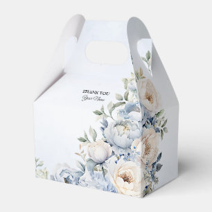 Party Dusty Blue Watercolor Ivory Flowers Leaves Favour Box