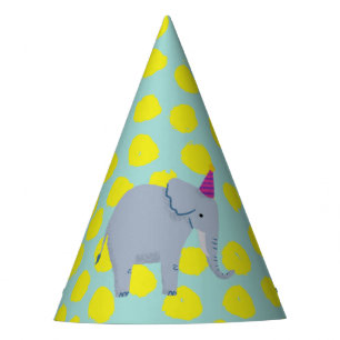 Party Elephant Yellow Dots on Aqua Hat