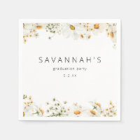 Party Event Daisy Floral Name or Monogram Napkins