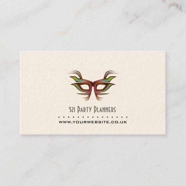 Party/Event Planner Business Card (Mask Motif) (Front)
