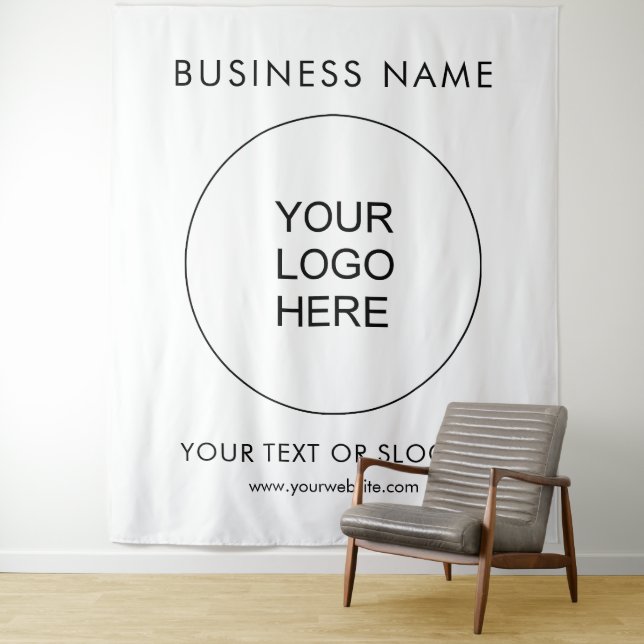 Party Event Seminar Company Logo Vertical Backdrop Tapestry (In Situ)