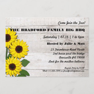 Party Event Sunflowers Rustic Invitations